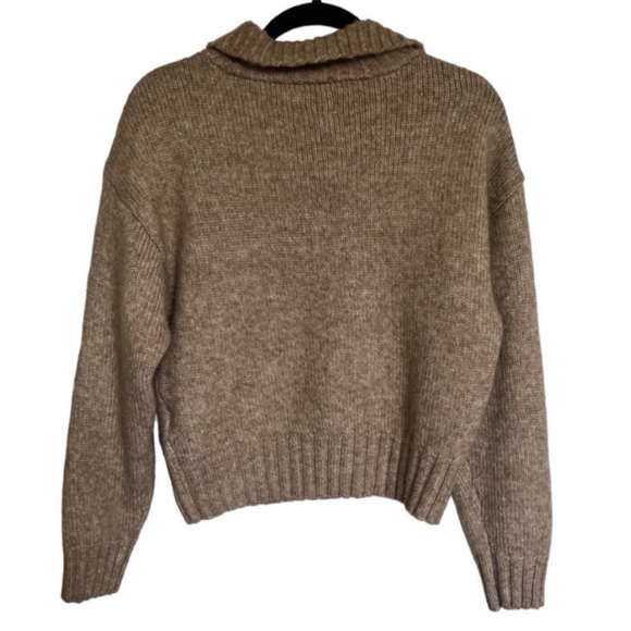 American Eagle Half Zip Oversized Cozy Tan Sweater - Picture 6 of 7